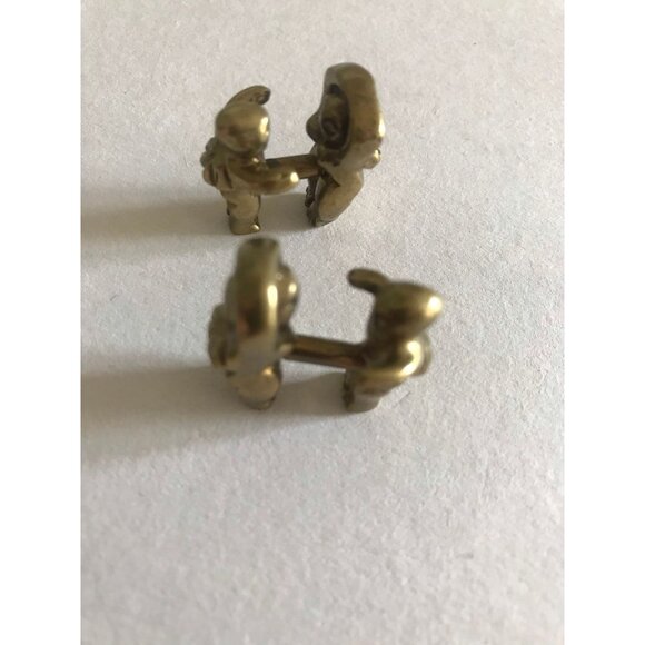 Vtg 1970's Male Female Screw Together Molten Brass Cufflinks Brutalist Modernist - Picture 4 of 10